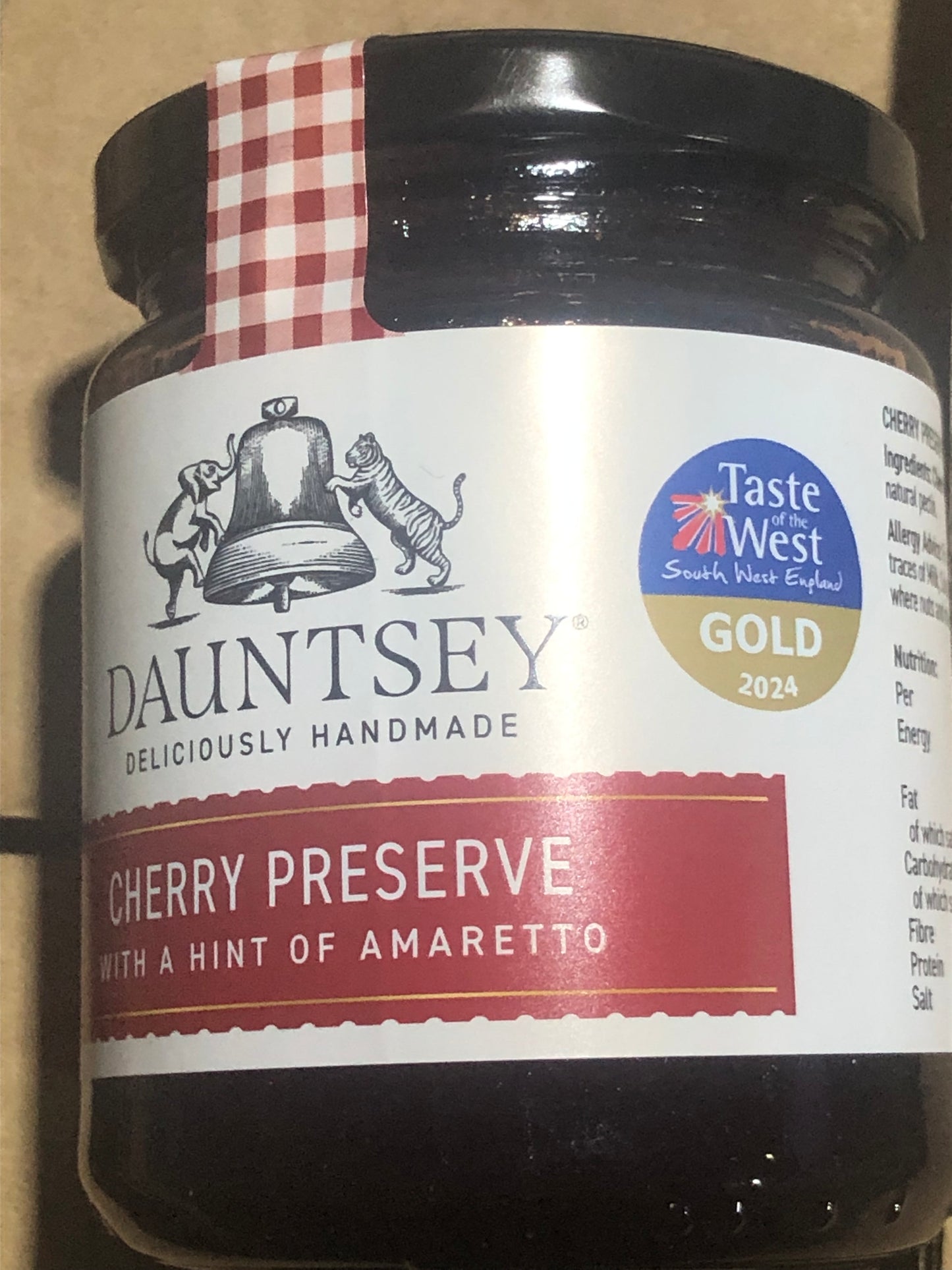 270g jar Preserve, Cherry with a hint of Amaretto